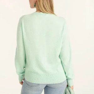 J. CREW Cashmere Crewneck Boyfriend Sweater Mint Green Size LARGE